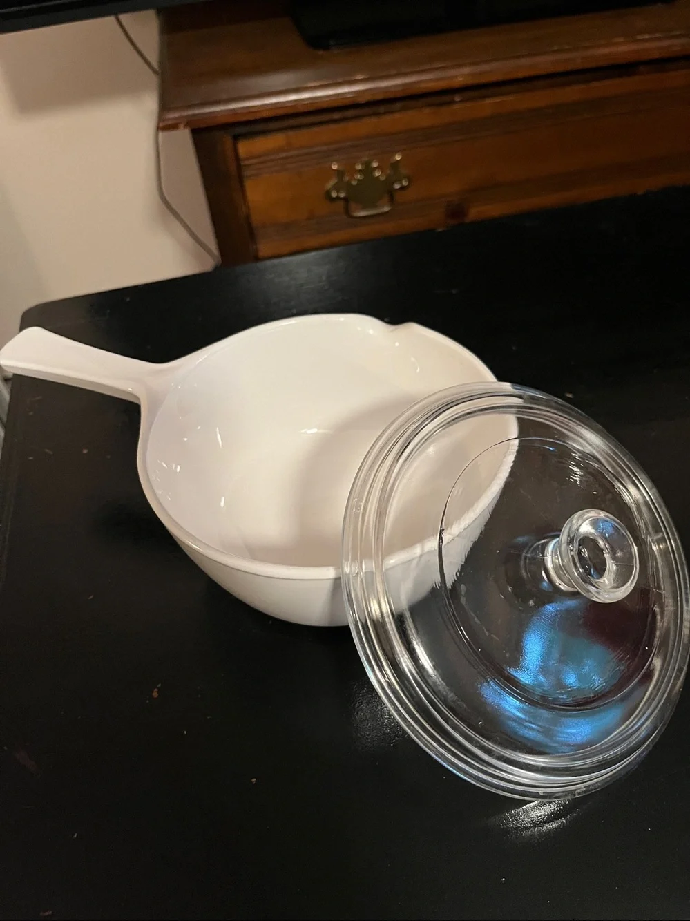 Vintage Corningware Winter White Saucepan with pyrex Glass lid